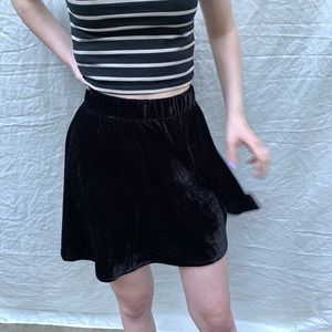 Black velvet high waisted skirt